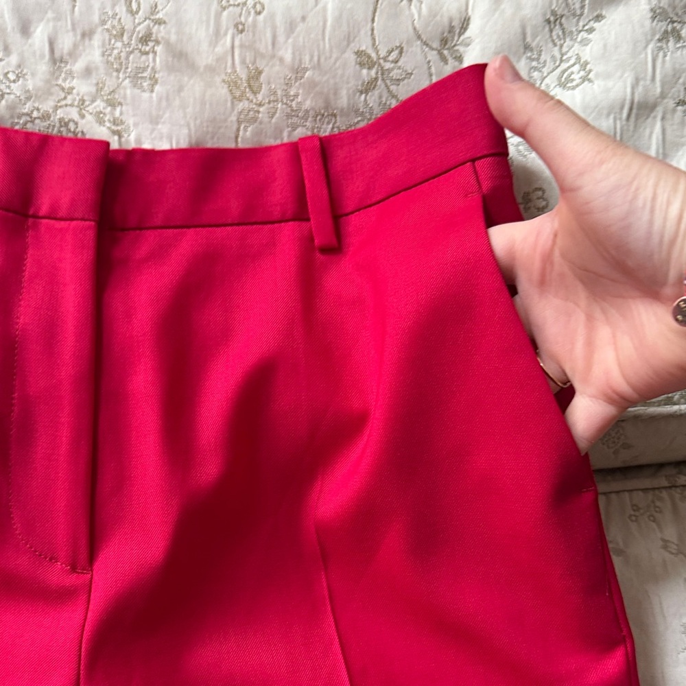 Argent Women's Red Straight Leg Wool Pants Size 8 - Picture 5 of 11